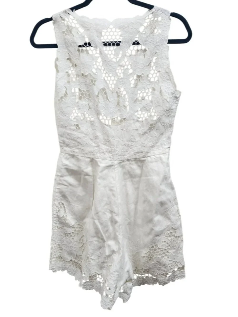 Zimmermann White Linen Lace Romper Playsuit Size 0 /US 4 Floral Embroidered Boho